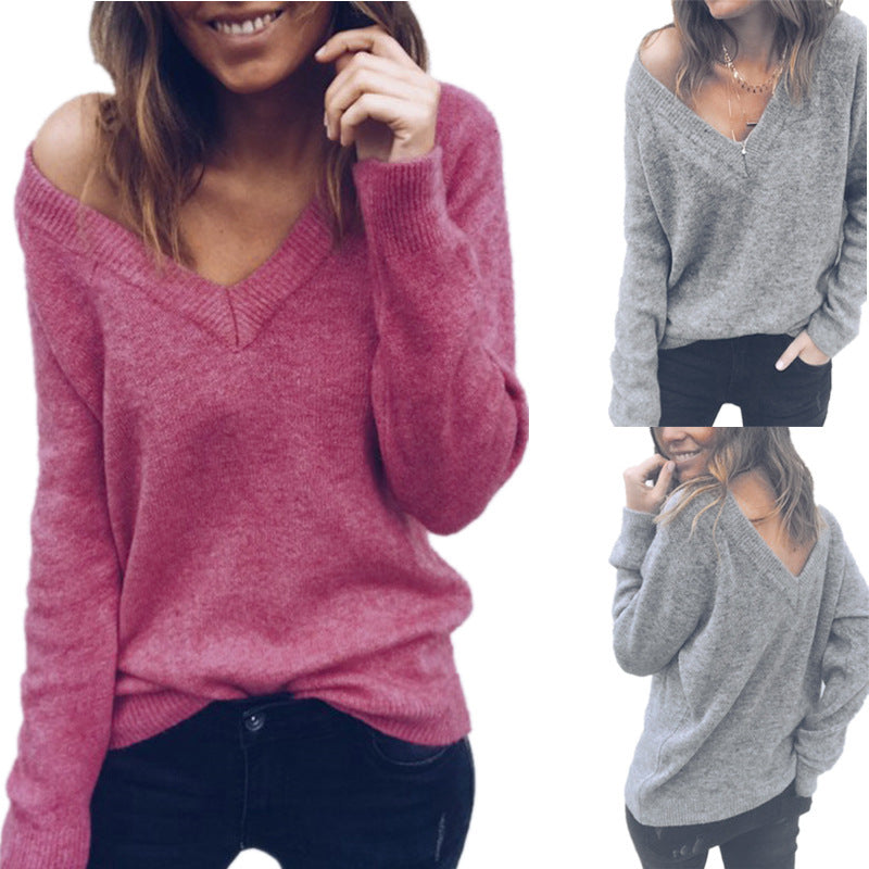 Damen Pullover V-Ausschnitt Lässiger Schnitt Eveloria - Eveloria