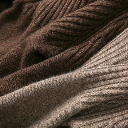 Damen Strickpullover Rippstruktur Hochkragen Eveloria