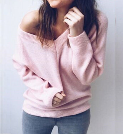 Damen Pullover V-Ausschnitt Lässiger Schnitt Eveloria