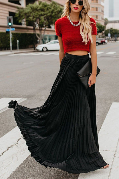 Eveloria Damen Maxi Rock Plissiert