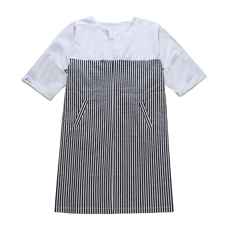 Damen Hemdkleid Gestreift Kurzärmelig