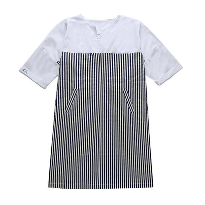 Damen Hemdkleid Gestreift Kurzärmelig