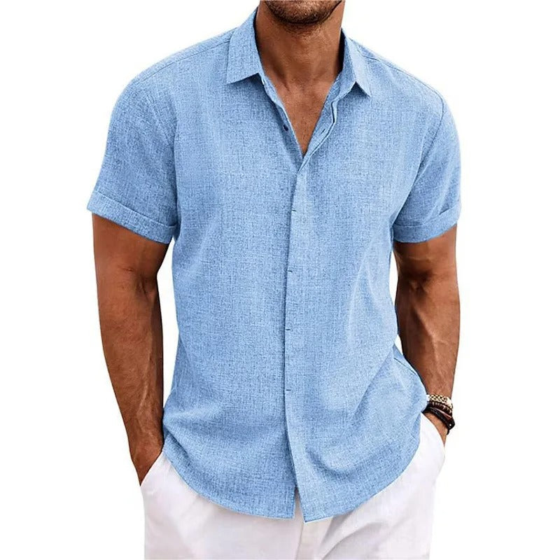 Herren Polo-Shirt Kurzarm Knopf Weiss