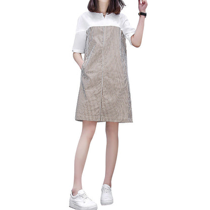 Damen Hemdkleid Gestreift Kurzärmelig