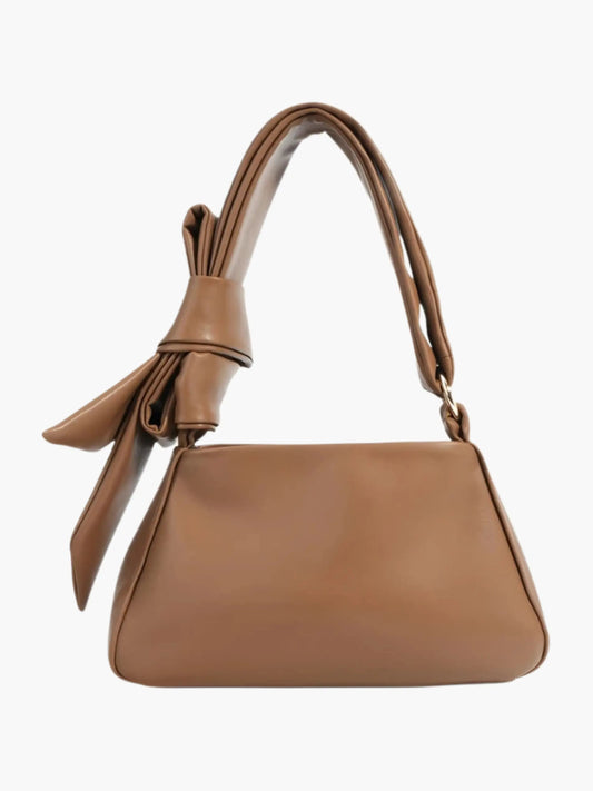 Leder Umhängetasche Damen Minimalistisch Knotengriff Schwarz - Norvielle