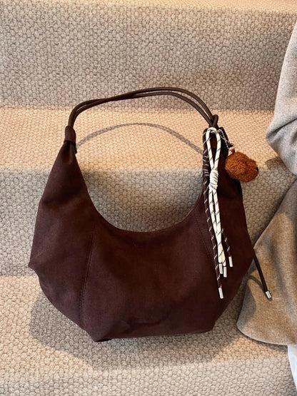 Amalia Damen Wildleder Hobo Tasche Boho Chic Braun