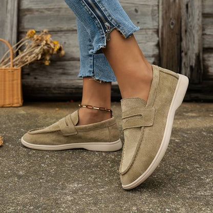 Herren Loafer Dunkelblau Beige Veloursleder