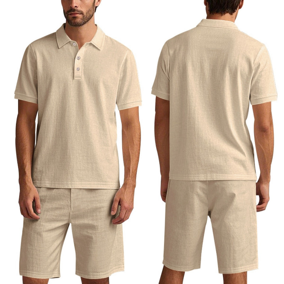 Eveloria Damen Kurzärmliges Poloshirt Strandanzug Shorts Set