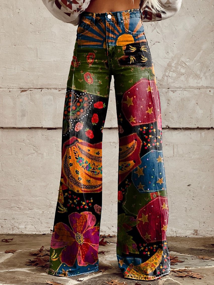 Damen Retro Schlaghose Stilvoll