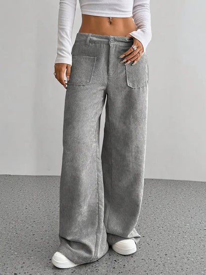 Eveloria Damen Cordhose Baumwollmischung Weit
