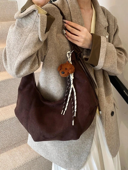 Amalia Damen Wildleder Hobo Tasche Boho Chic Braun