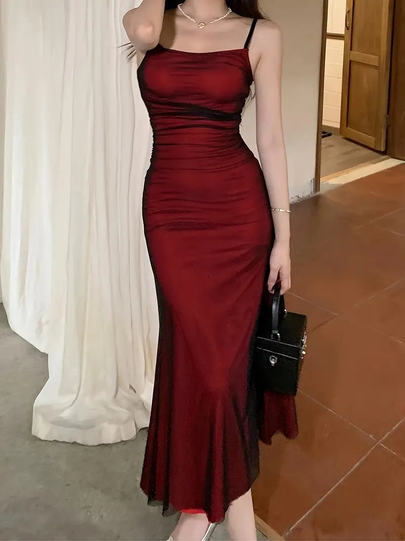 Eveloria Damen Midi Kleid Ohne Ärmel Glamour Stil - Eveloria