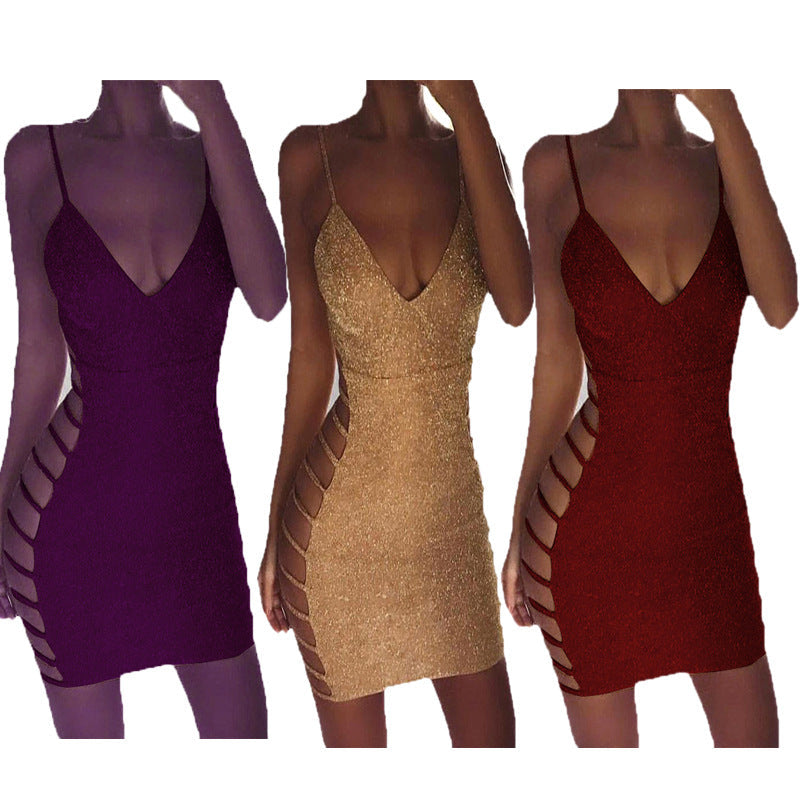 Damen Minikleid Schimmernd Cut-Out-Details Schwarz Eveloria - Eveloria