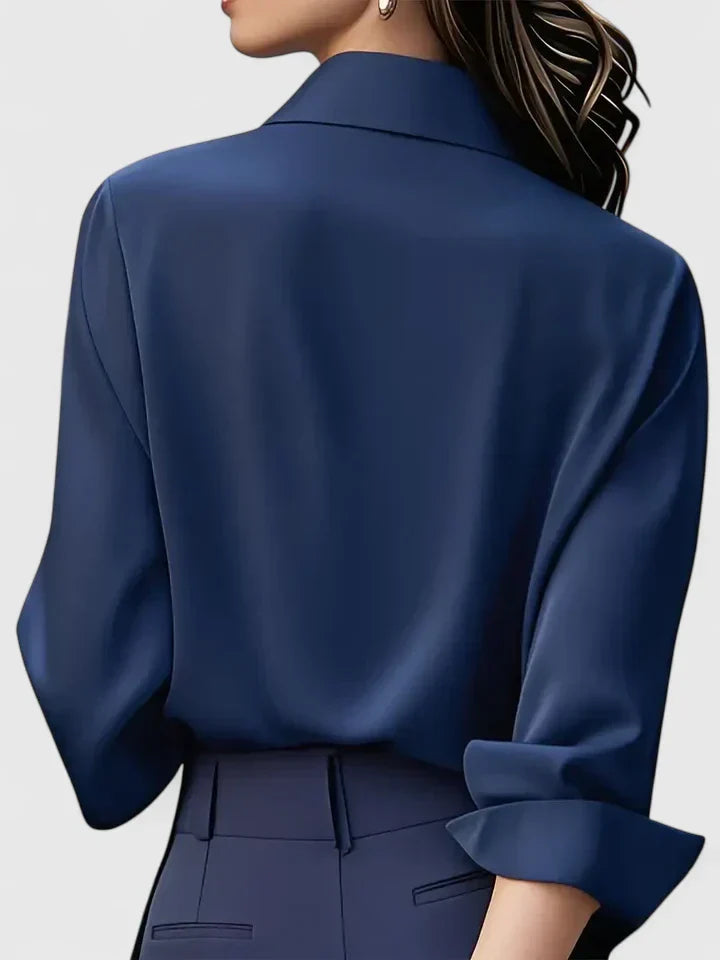 Damen Satin Bluse mit Knopfleiste