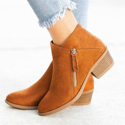 Eveloria Damen Knöchelstiefel Wildleder Bequem Niedriger Absatz