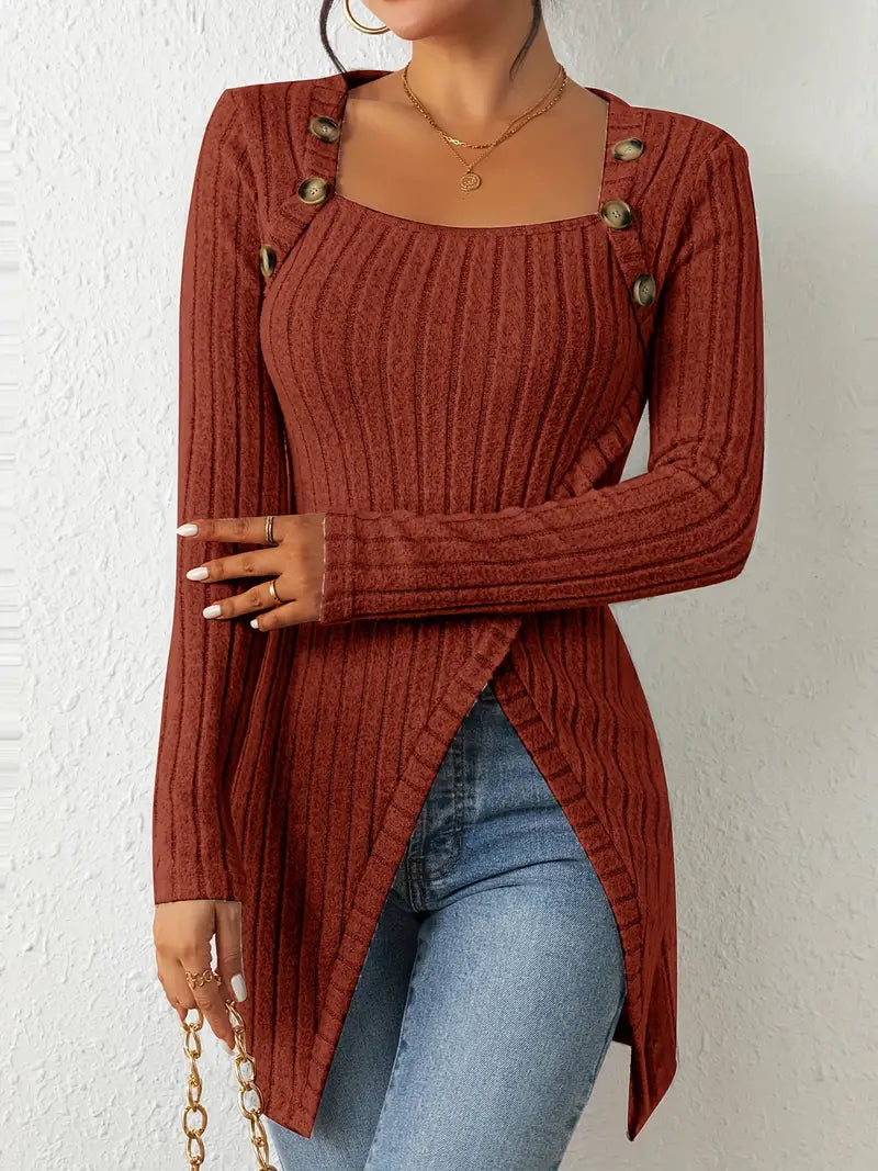 Eveloria Damen Pullover Gerippt Stilvoll