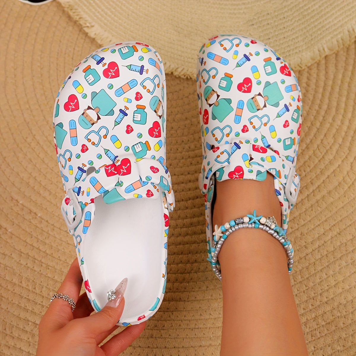 Eveloria Damen Clogs Atmungsaktives Material Rutschfest Leicht