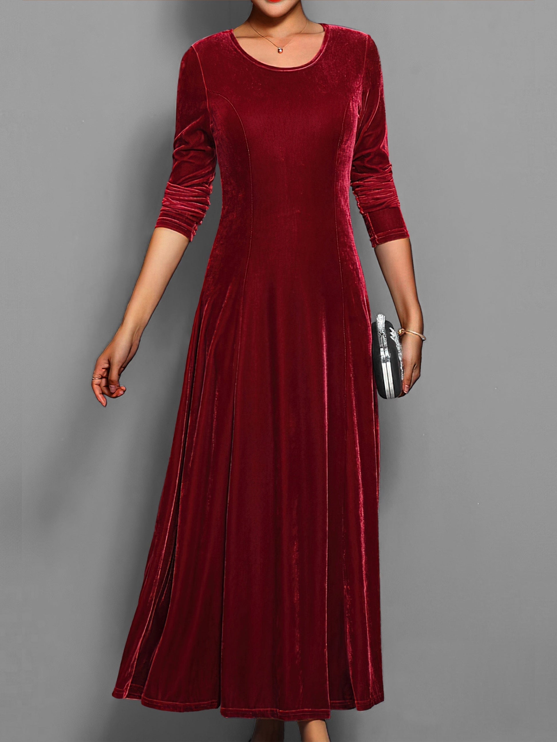 Damen Slim-Fit-Kleid Lang Vollständig Schwarz - Eveloria