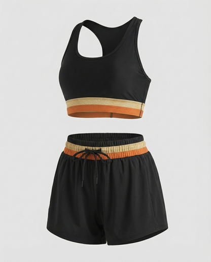 Eveloria Damen Sportbikini Set mit Boyshort und Reißverschluss