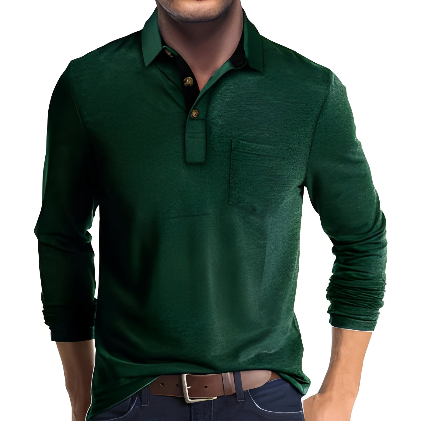 Herren Langarm-Poloshirt Komfortabel Vielseitig