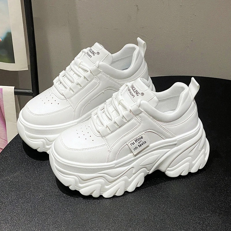 Eveloria Damen Plateau Sneaker Bequem Klobig