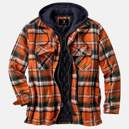 Herren Kariertjacke Warm Lässig Knöpfen Braun