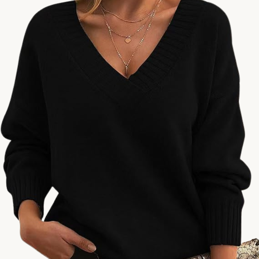 Eveloria Damen Pullover V-Ausschnitt