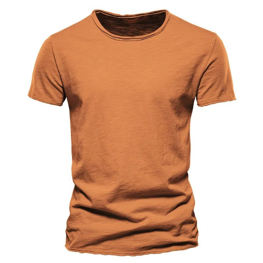 Herren Klassisches Rundhals T-Shirt aus Baumwolle Weiß