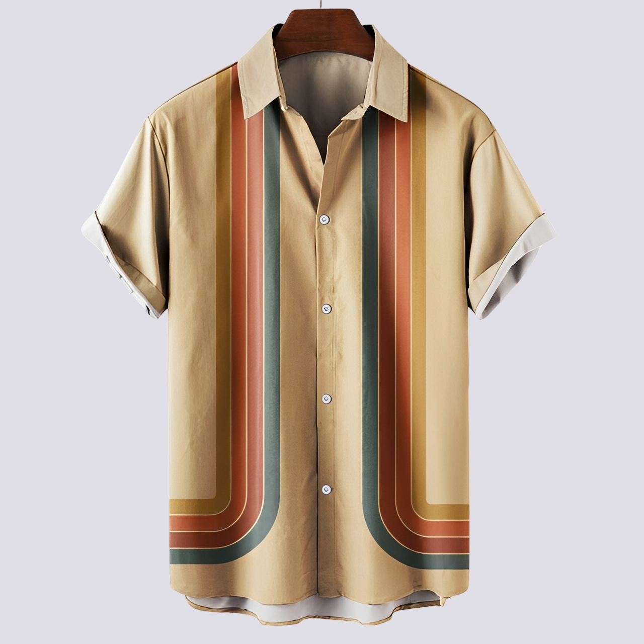 Herren Musterhemd Klassisches Print-Hemd Baumwolle Blau