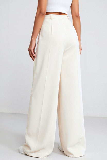 Damenhose Weit Schnitt Bundfalten Elegant