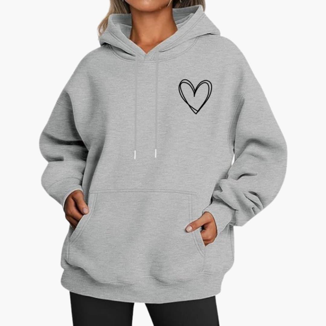 Damen Hoodie Kapuzenpullover Herz-Motiv