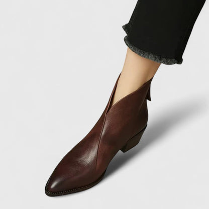 Damen Stiefeletten Blockabsatz Elegantes Leder