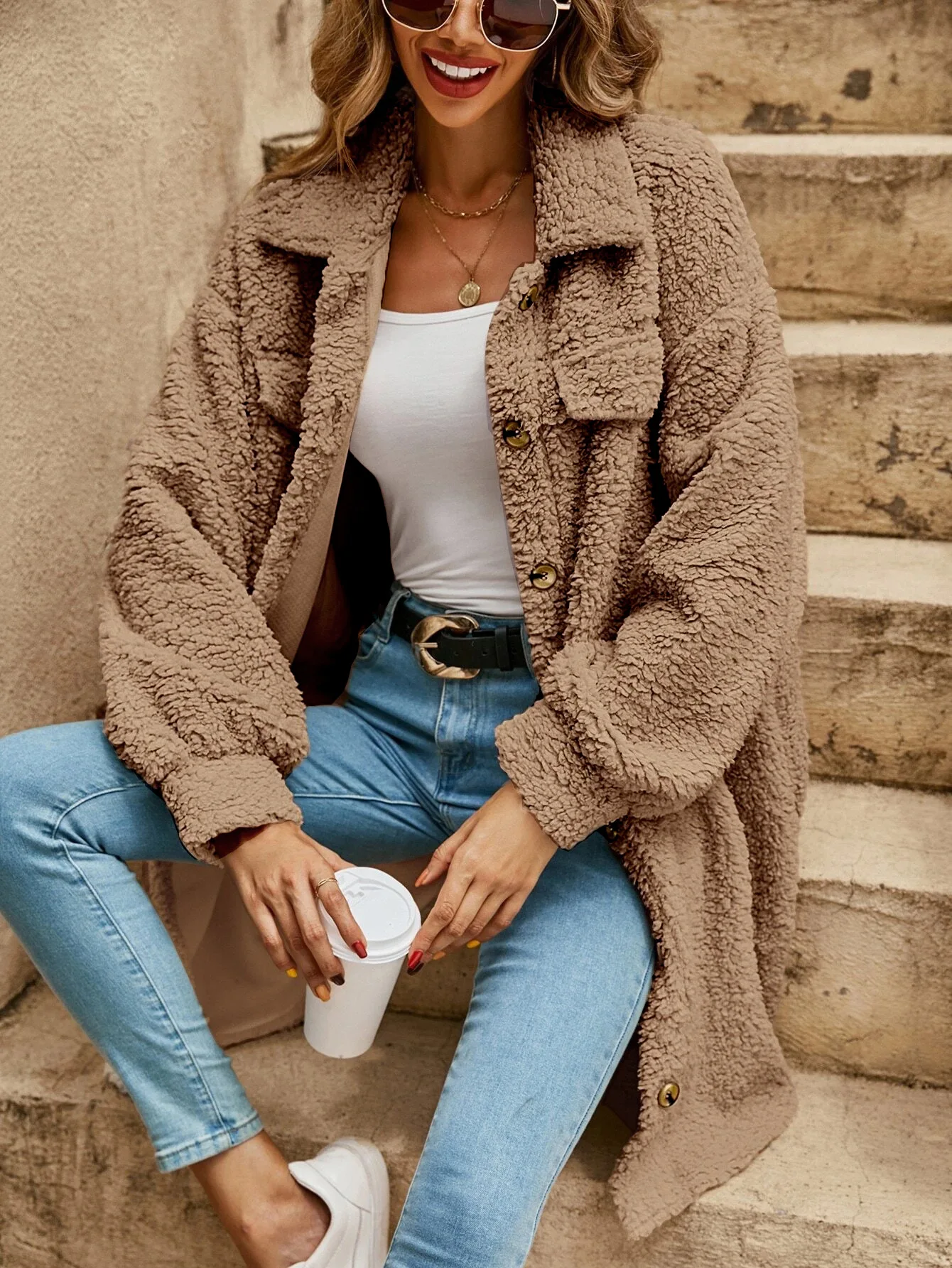 Damen Fleecejacke Bequem Elegant Grau