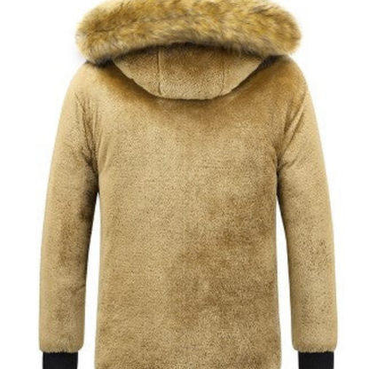Herren Winterparka Warm Gefüttert Abnehmbare Fellkapuze