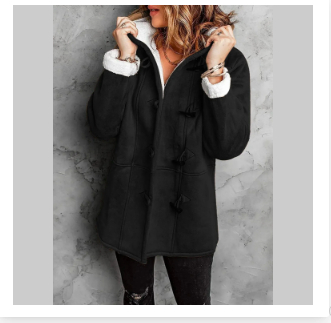 Régine Damen Wintermantel Kapuze Fleece Wildlederoptik
