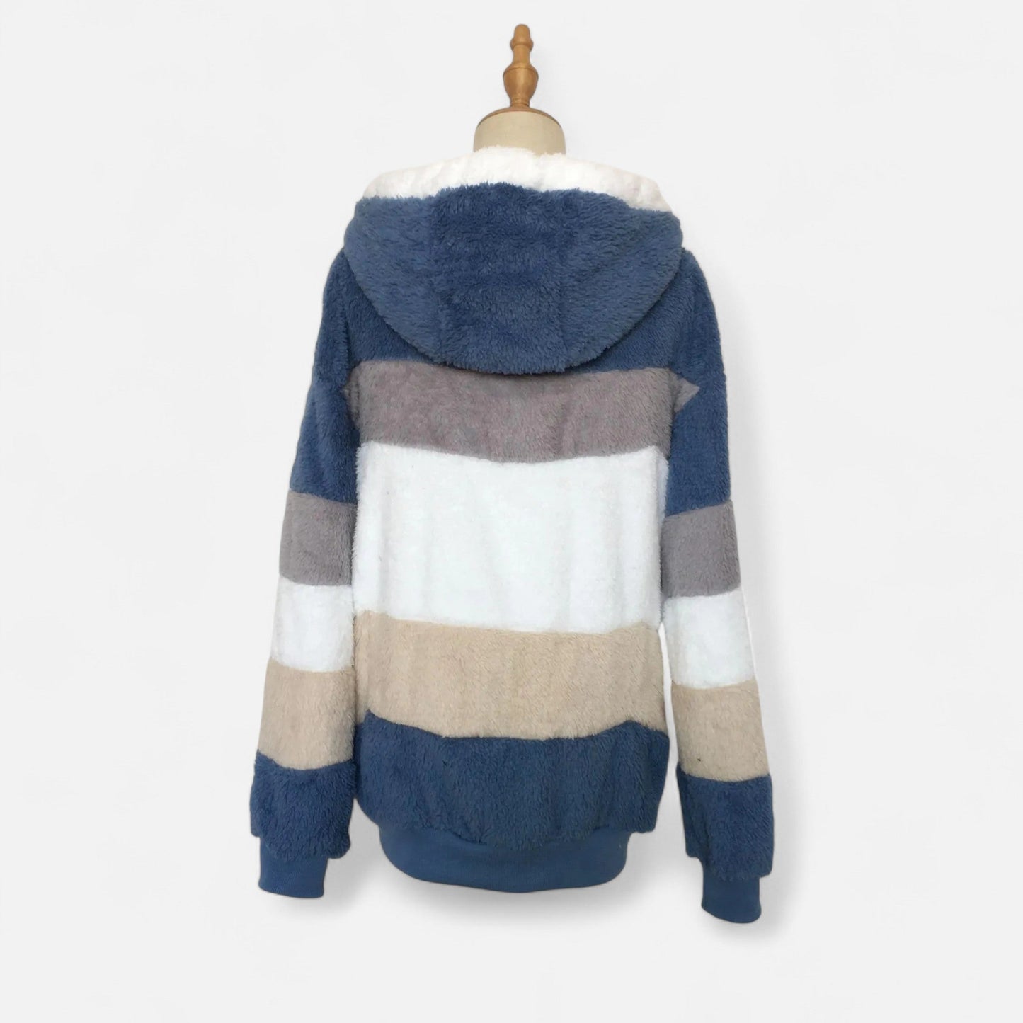 Damen Oversized Jacke mit Kapuze Gestreift