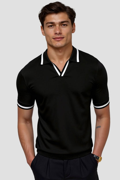 Herren Poloshirt Kontrastdetails Elegant Modern