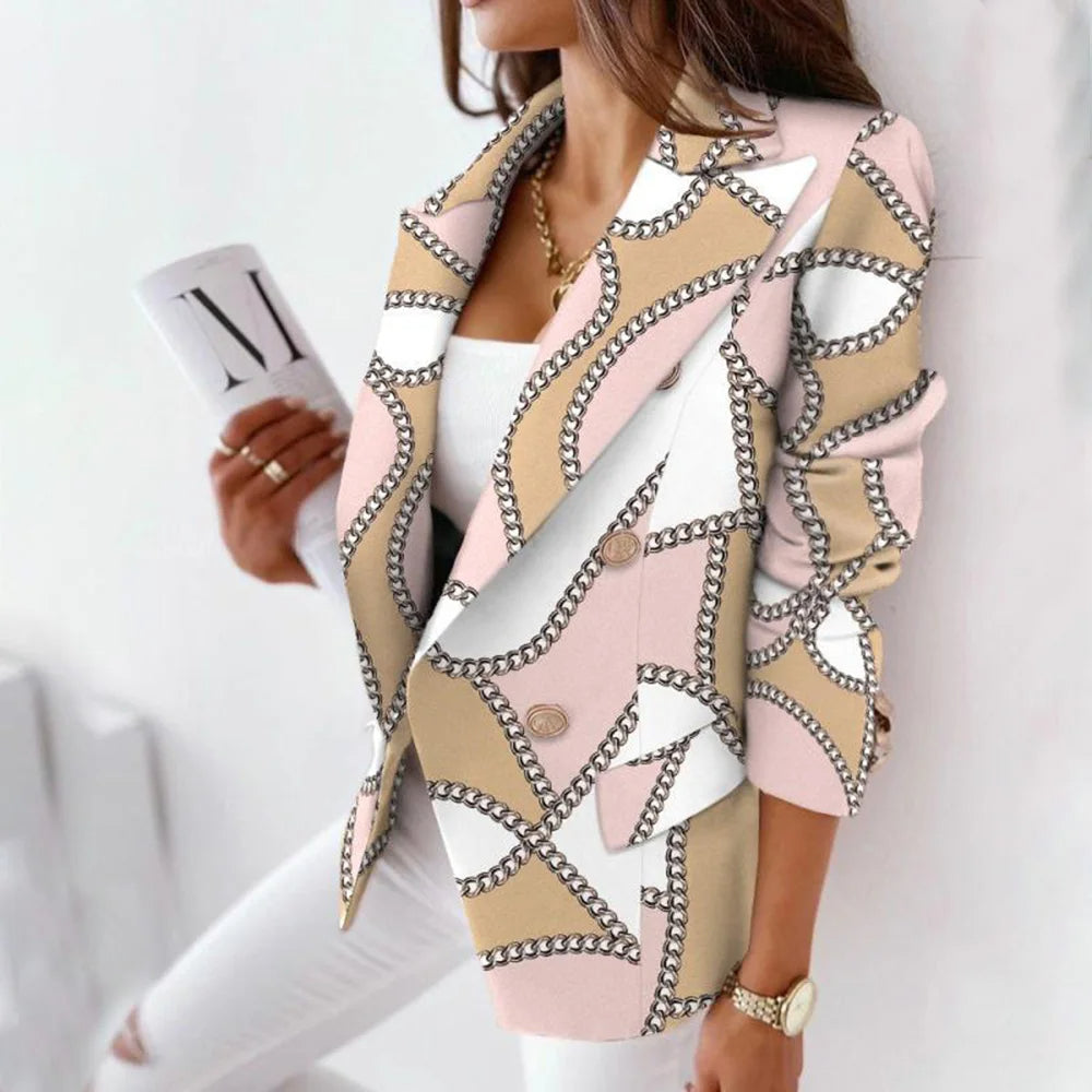 Eveloria Damen Blazer Bedruckt Stilvoll