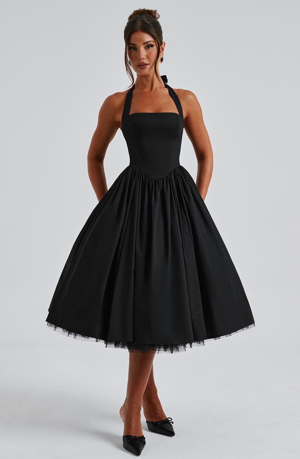 Damen Halter Midi Kleid Hochzeitsgäste Lydia