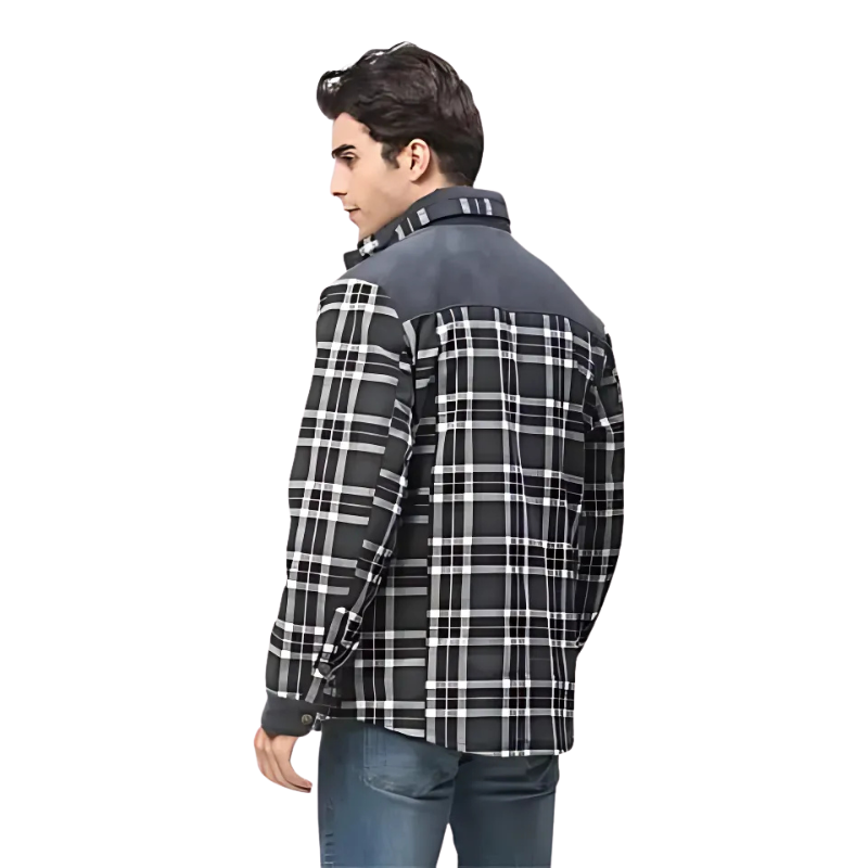 Herren Karo Hemdjacke Fleece-Futter Warm