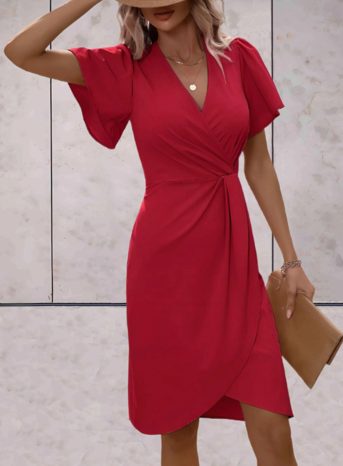 Damen V-Ausschnitt Kleid Puffärmel Sommer Schwarz - Eveloria