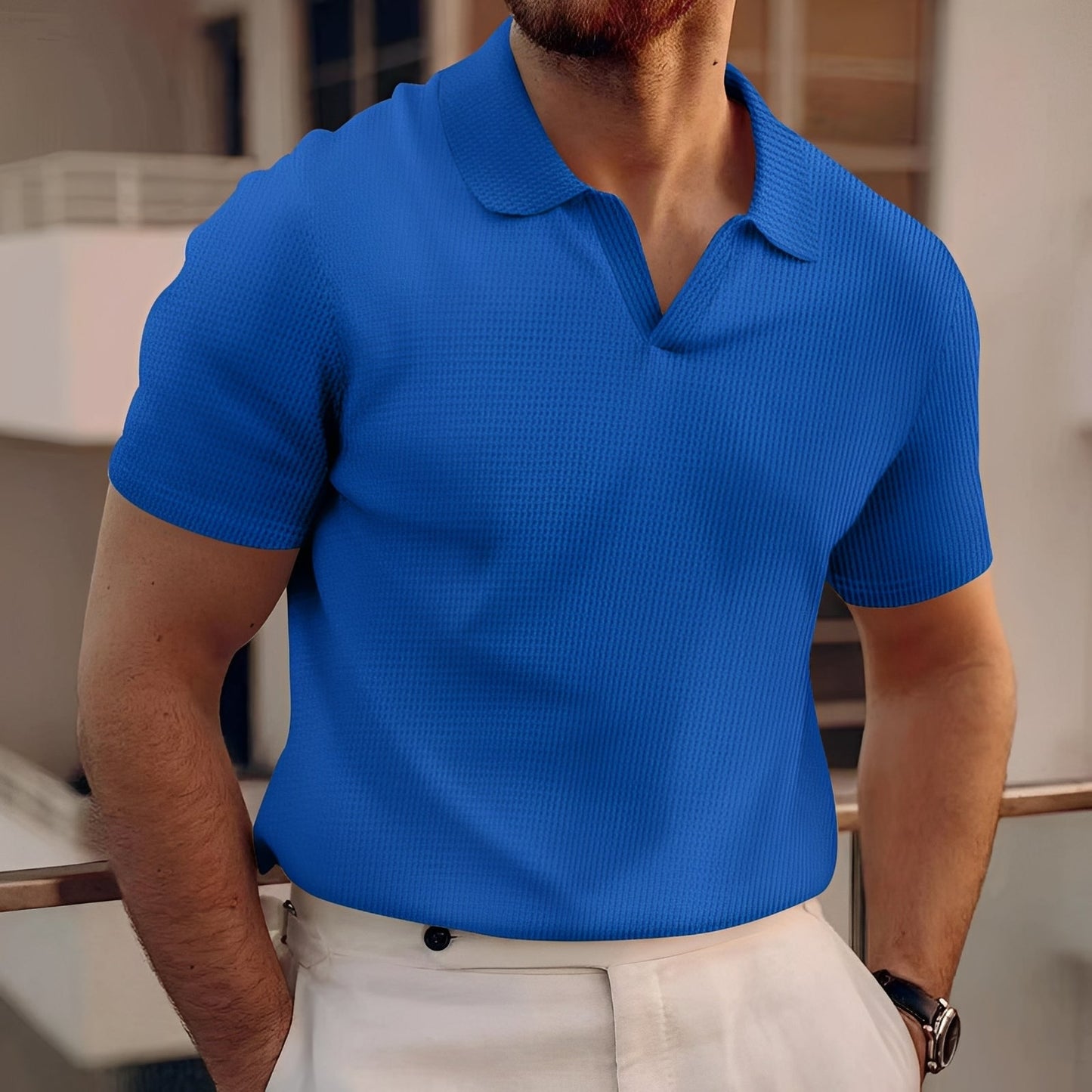 Herren Polo-Shirt Leicht Baumwolle Sommerlich Weiß