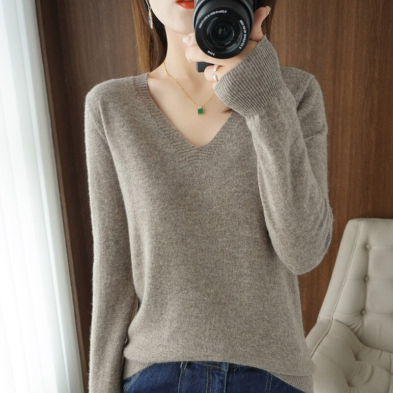 Eveloria Damen V-Ausschnitt Pullover
