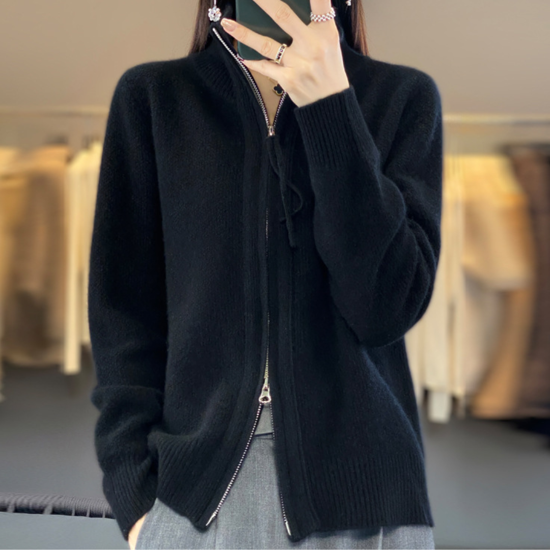Eveloria Damen Strickjacke Reißverschluss Elegant