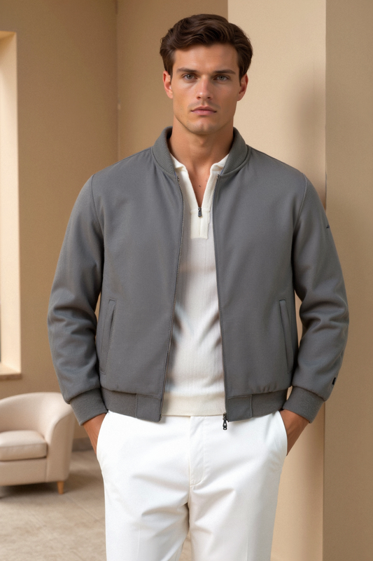 Herren Bomberjacke Grau Schwarz Zeitlose Designs - Norvielle