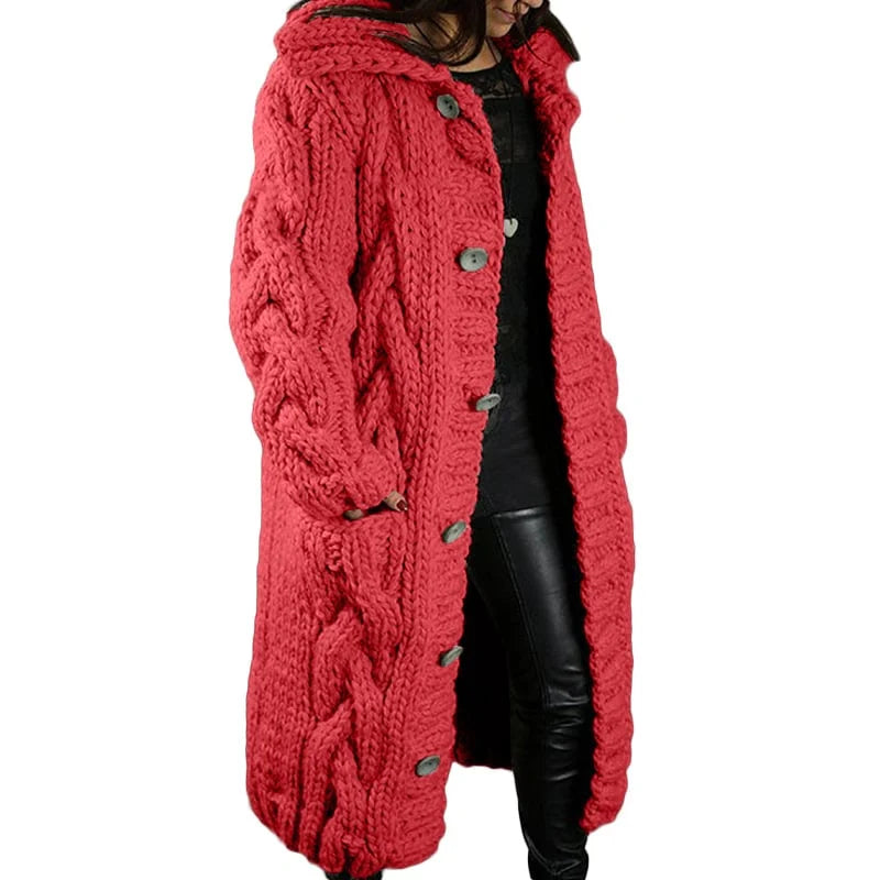 Eveloria Damen Strickjacke Dicke Wolle Beige
