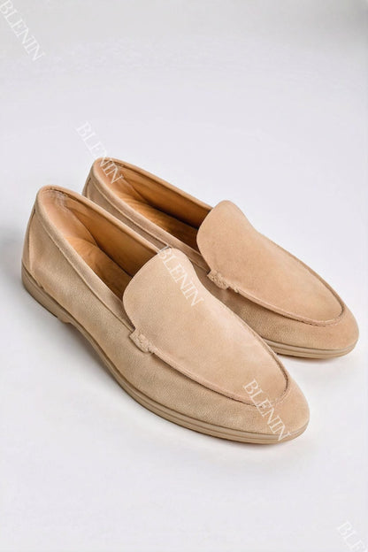 Beige Loafer Schuhe Leder Elegant