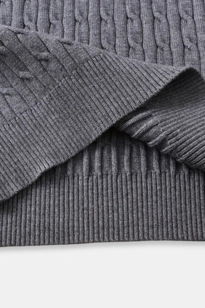 Eleganter Damen Zopfstrick Pullover Mit Reißverschluss