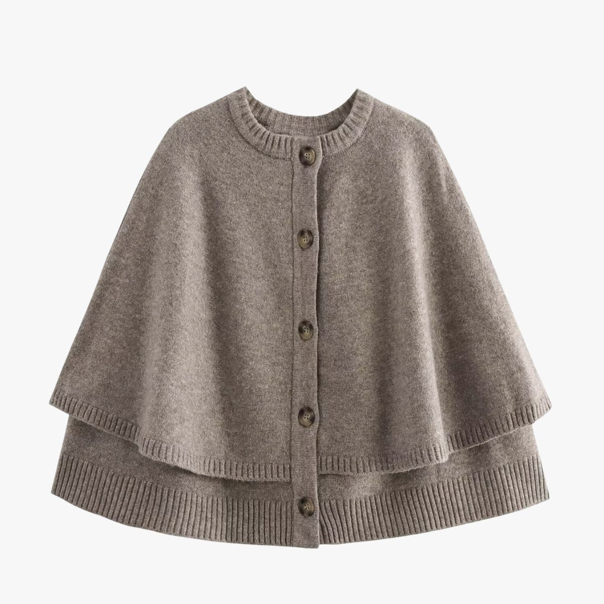 Damen Strickcape mit Knöpfen und gestuftem Saum - Norvielle