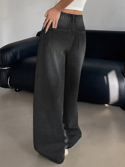 Damen Baggy Jeans High Waist Weit Bein
